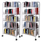 Contemporary Metal Bookshelf with Wheels Open Back Bookcase for Living Room
