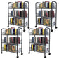 Contemporary Metal Bookshelf with Wheels Open Back Bookcase for Living Room