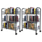 Contemporary Metal Bookshelf with Wheels Open Back Bookcase for Living Room