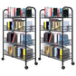 Contemporary Metal Bookshelf with Wheels Open Back Bookcase for Living Room