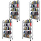 Contemporary Metal Bookshelf with Wheels Open Back Bookcase for Living Room