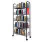 Contemporary Metal Bookshelf with Wheels Open Back Bookcase for Living Room