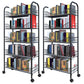 Contemporary Metal Bookshelf with Wheels Open Back Bookcase for Living Room
