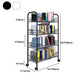 Contemporary Metal Bookshelf with Wheels Open Back Bookcase for Living Room