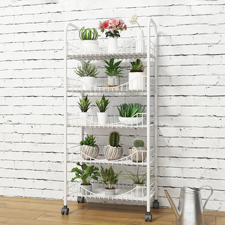 Moderne stijl stalen boekenkast met wielen open boekenplank voor woonkamer