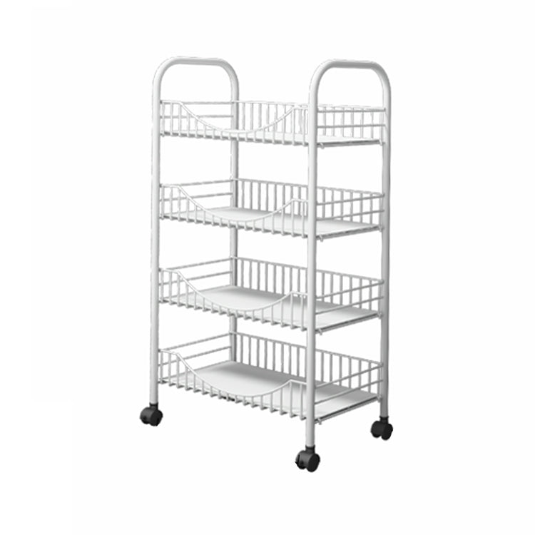 Moderne stijl stalen boekenkast met wielen open boekenplank voor woonkamer