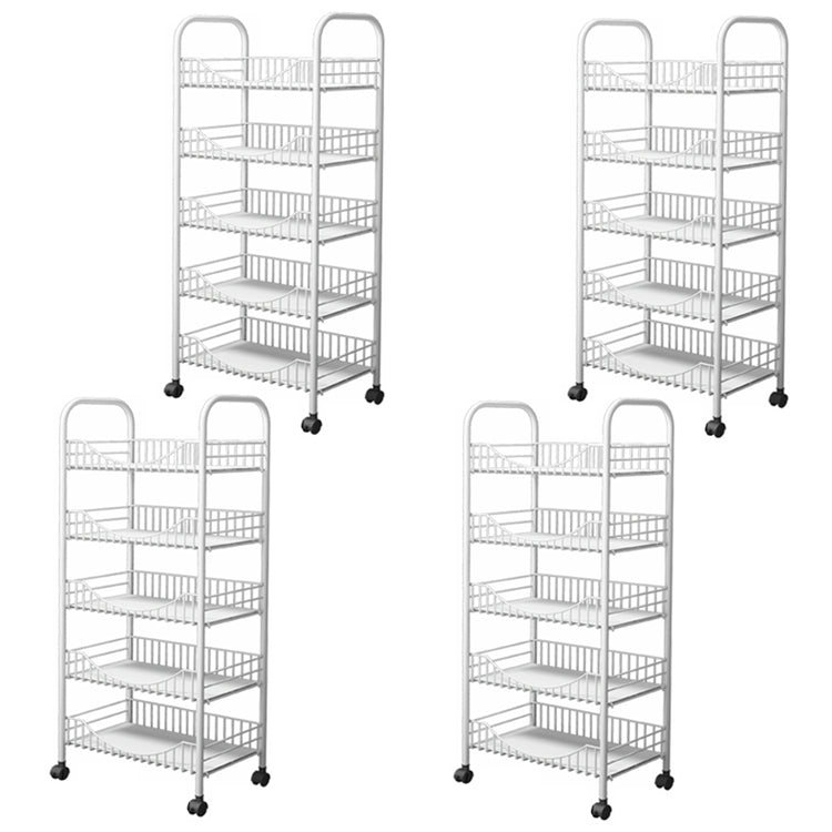 Moderne stijl stalen boekenkast met wielen open boekenplank voor woonkamer