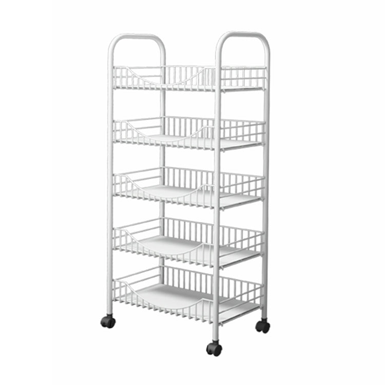 Moderne stijl stalen boekenkast met wielen open boekenplank voor woonkamer