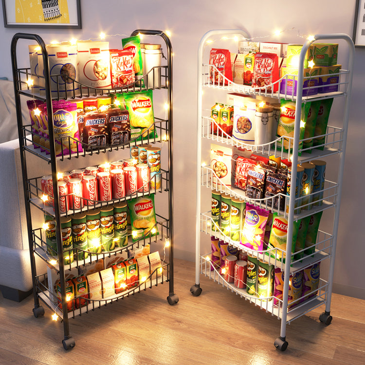 Moderne stijl stalen boekenkast met wielen open boekenplank voor woonkamer