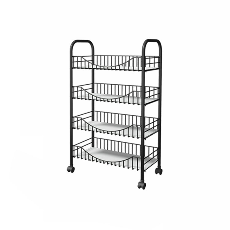 Moderne stijl stalen boekenkast met wielen open boekenplank voor woonkamer