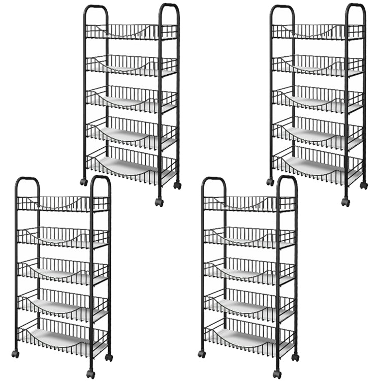 Moderne stijl stalen boekenkast met wielen open boekenplank voor woonkamer