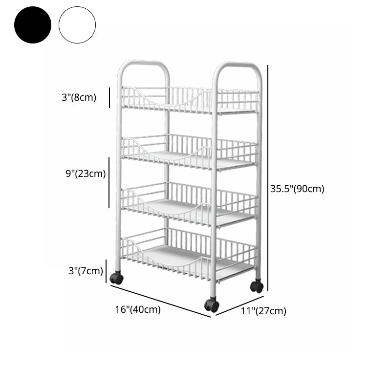 Moderne stijl stalen boekenkast met wielen open boekenplank voor woonkamer