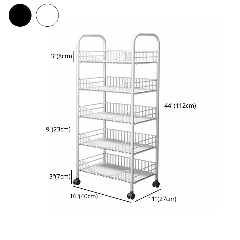 Moderne stijl stalen boekenkast met wielen open boekenplank voor woonkamer
