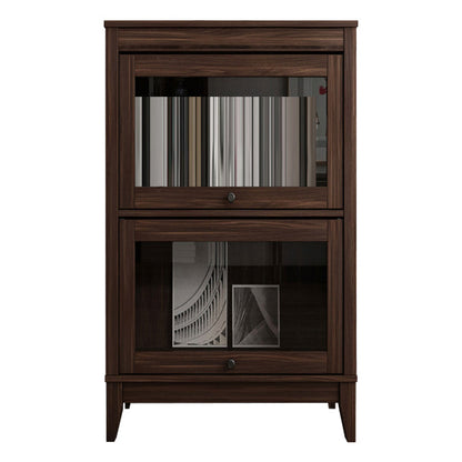 Espresso Shelf Bookcase Modern & Contemporary Bookshelf with Doors for Study Room