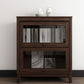 Espresso Shelf Bookcase Modern & Contemporary Bookshelf with Doors for Study Room