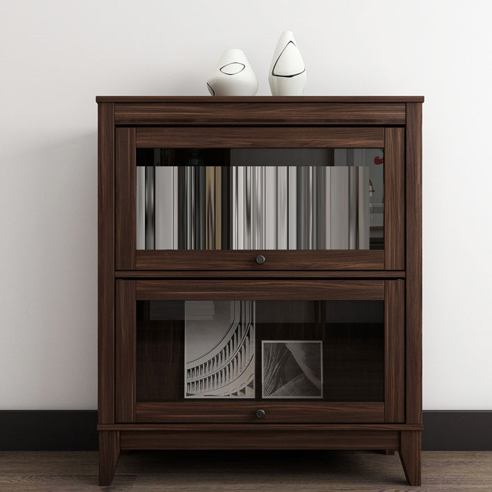 Espresso Shelf Bookcase Modern & Contemporary Bookshelf with Doors for Study Room