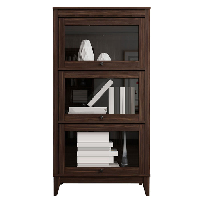 Espresso Shelf Bookcase Modern & Contemporary Bookshelf with Doors for Study Room