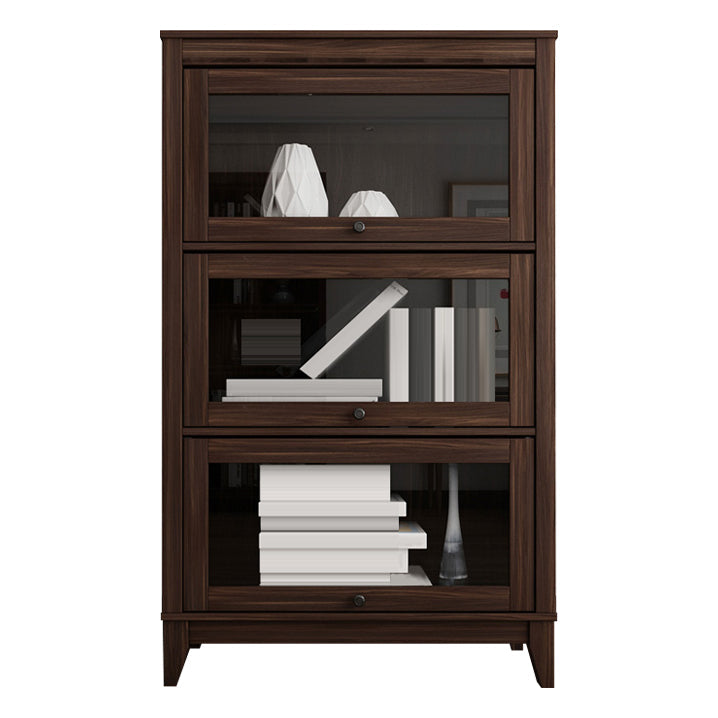 Espresso Shelf Bookcase Modern & Contemporary Bookshelf with Doors for Study Room