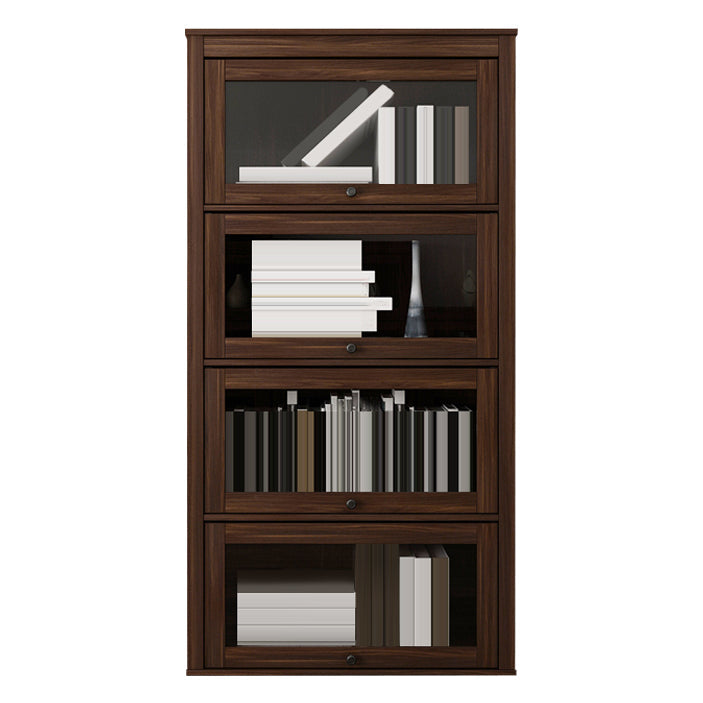 Espresso Shelf Bookcase Modern & Contemporary Bookshelf with Doors for Study Room