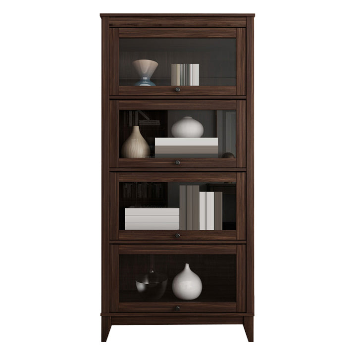 Espresso Shelf Bookcase Modern & Contemporary Bookshelf with Doors for Study Room