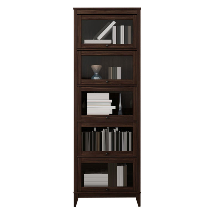 Espresso Shelf Bookcase Modern & Contemporary Bookshelf with Doors for Study Room
