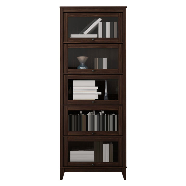 Espresso Shelf Bookcase Modern & Contemporary Bookshelf with Doors for Study Room