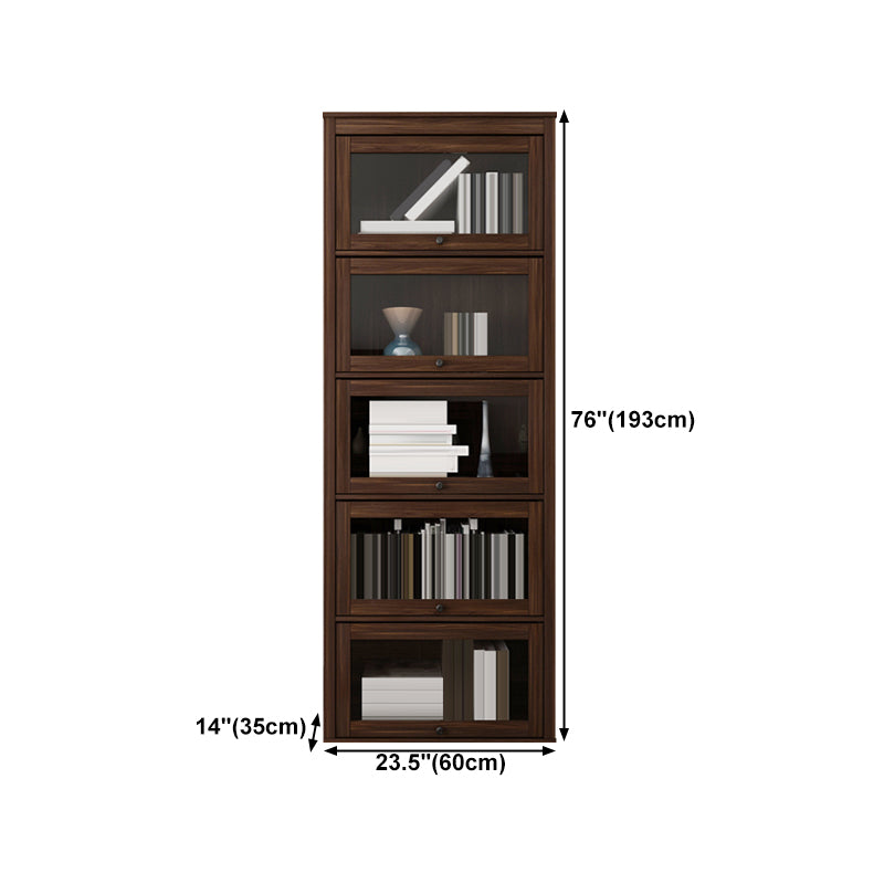 Espresso Shelf Bookcase Modern & Contemporary Bookshelf with Doors for Study Room