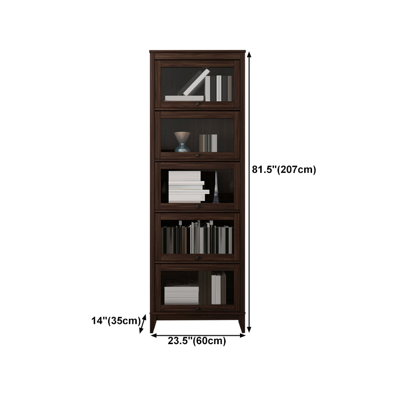Espresso Shelf Bookcase Modern & Contemporary Bookshelf with Doors for Study Room