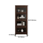 Espresso Shelf Bookcase Modern & Contemporary Bookshelf with Doors for Study Room