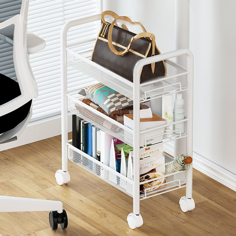 Libreria moderna in metallo con ruote aperte libreria per soggiorno