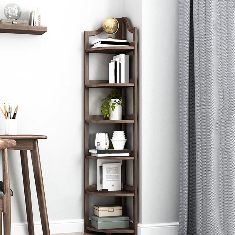 Modern Style Corner Bookshelf Solid Wood Vertical Bookcase for Home