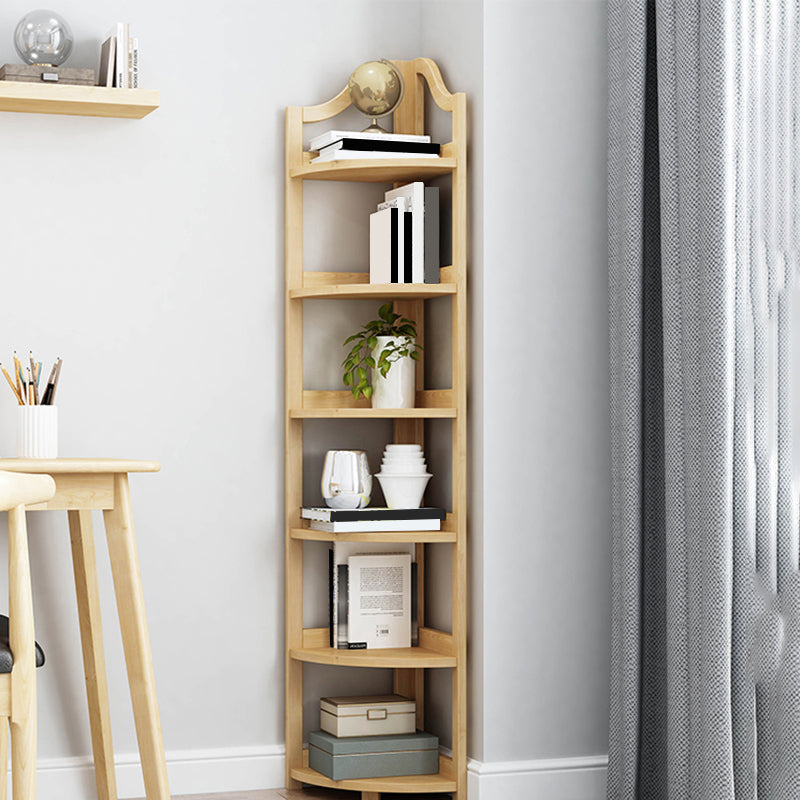 Modern Style Corner Bookshelf Solid Wood Vertical Bookcase for Home