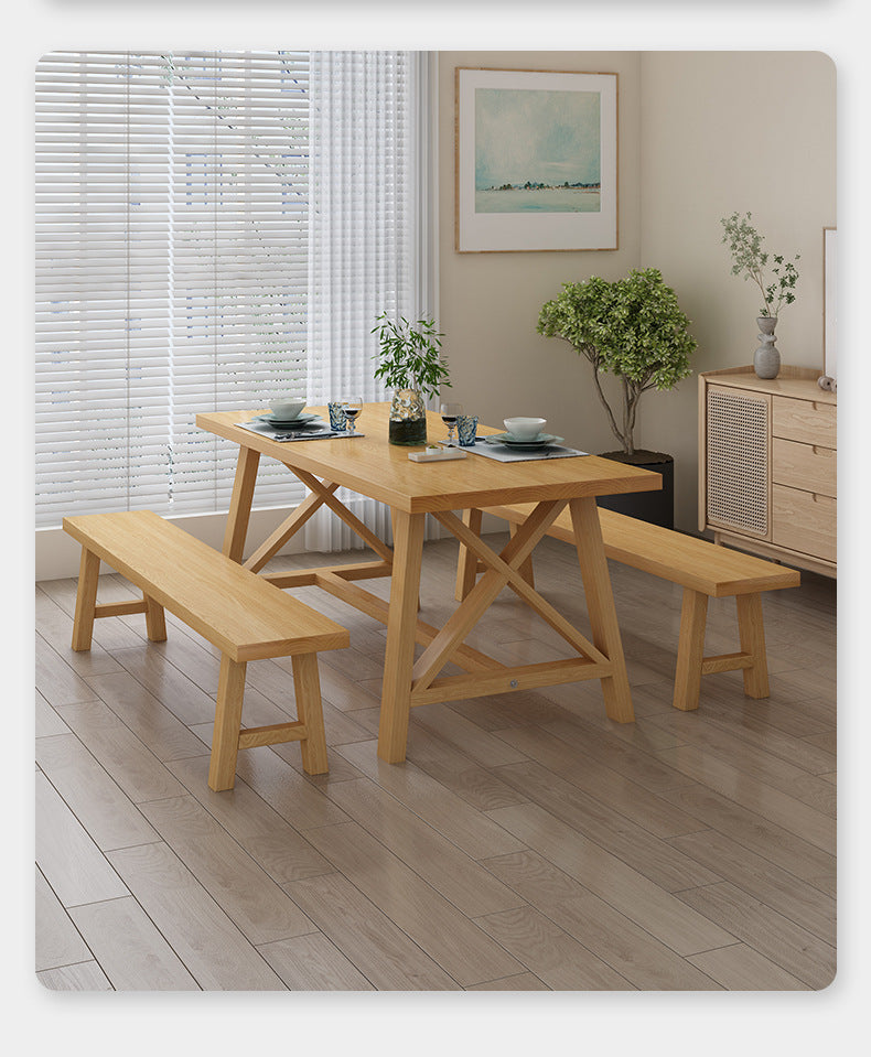 Set di tavolo e panca in legno massiccio moderno 1/2/3/4/5 pezzi set da pranzo rettangolare