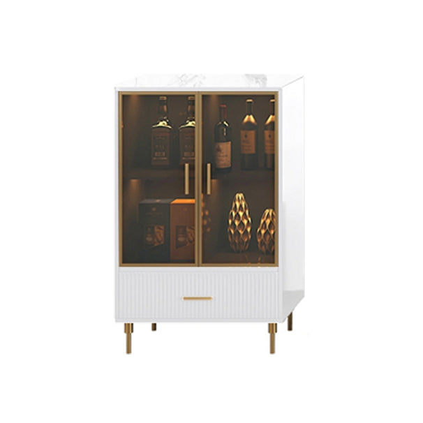 Sideboard in stile glam Sideboard di sala da pranzo in pietra con porte di vetro