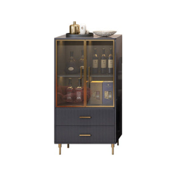 Sideboard in stile glam Sideboard di sala da pranzo in pietra con porte di vetro