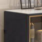 Sideboard in stile glam Sideboard di sala da pranzo in pietra con porte di vetro