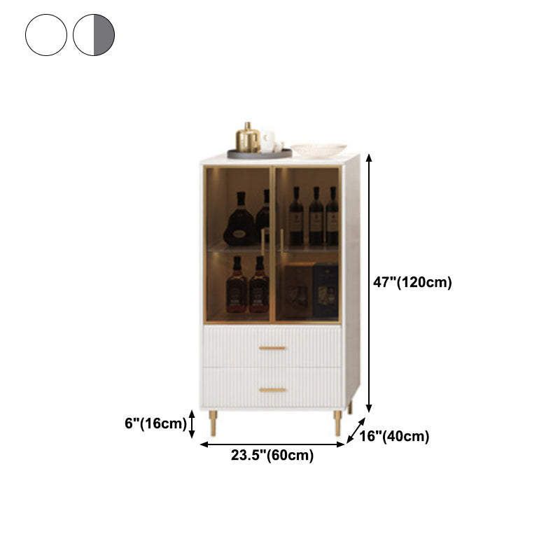 Sideboard in stile glam Sideboard di sala da pranzo in pietra con porte di vetro