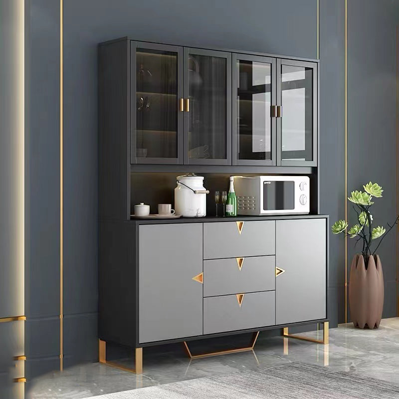 Black and Grey Dining Server Manufactured Wood Cabinets Server for Living Room Clearhalo 'buffet_sideboard' 'Buffets & Sideboards' 'furn' 'furn_buffet_sideboard' 'Furniture' 'Kitchen & Dining Furniture' 5146612