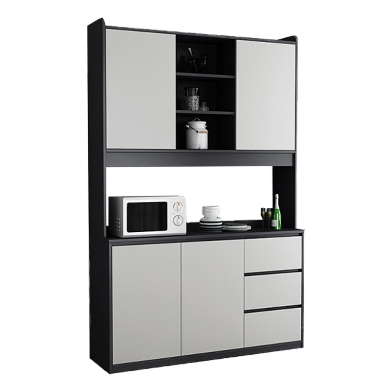 Black and Grey Dining Server Manufactured Wood Cabinets Server for Living Room Silver Gray Clearhalo 'buffet_sideboard' 'Buffets & Sideboards' 'furn' 'furn_buffet_sideboard' 'Furniture' 'Kitchen & Dining Furniture' 5146614