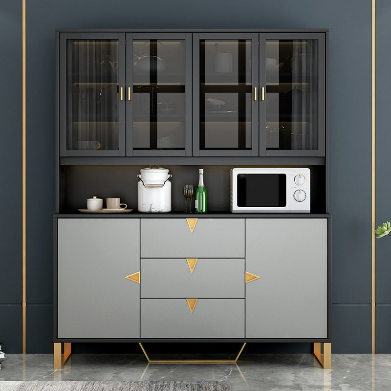Black and Grey Dining Server Manufactured Wood Cabinets Server for Living Room Clearhalo 'buffet_sideboard' 'Buffets & Sideboards' 'furn' 'furn_buffet_sideboard' 'Furniture' 'Kitchen & Dining Furniture' 5146615