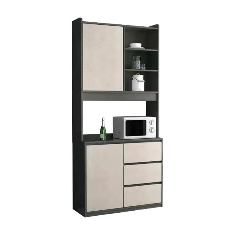 Black and Grey Dining Server Manufactured Wood Cabinets Server for Living Room 39"L x 16"W x 79"H White-Gray Clearhalo 'buffet_sideboard' 'Buffets & Sideboards' 'furn' 'furn_buffet_sideboard' 'Furniture' 'Kitchen & Dining Furniture' 5146616