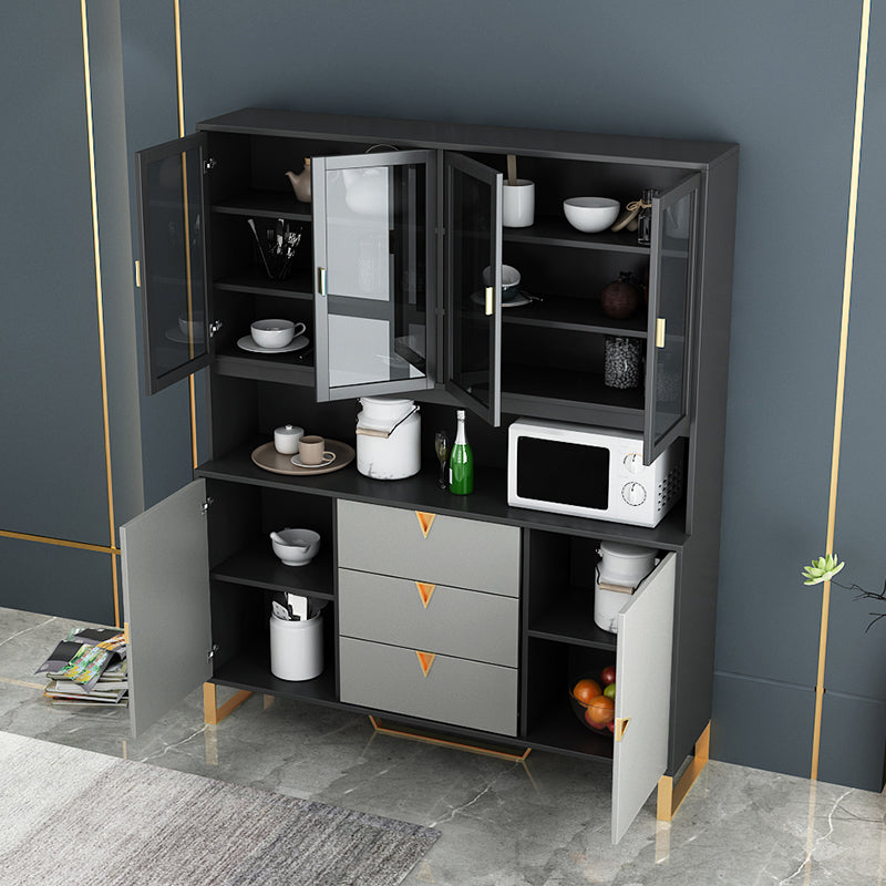 Black and Grey Dining Server Manufactured Wood Cabinets Server for Living Room Clearhalo 'buffet_sideboard' 'Buffets & Sideboards' 'furn' 'furn_buffet_sideboard' 'Furniture' 'Kitchen & Dining Furniture' 5146617