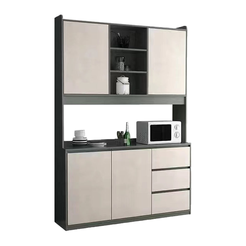 Black and Grey Dining Server Manufactured Wood Cabinets Server for Living Room White-Gray Clearhalo 'buffet_sideboard' 'Buffets & Sideboards' 'furn' 'furn_buffet_sideboard' 'Furniture' 'Kitchen & Dining Furniture' 5146618