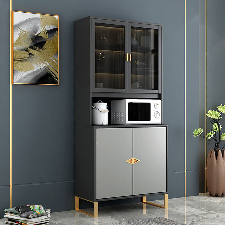 Black and Grey Dining Server Manufactured Wood Cabinets Server for Living Room Clearhalo 'buffet_sideboard' 'Buffets & Sideboards' 'furn' 'furn_buffet_sideboard' 'Furniture' 'Kitchen & Dining Furniture' 5146619