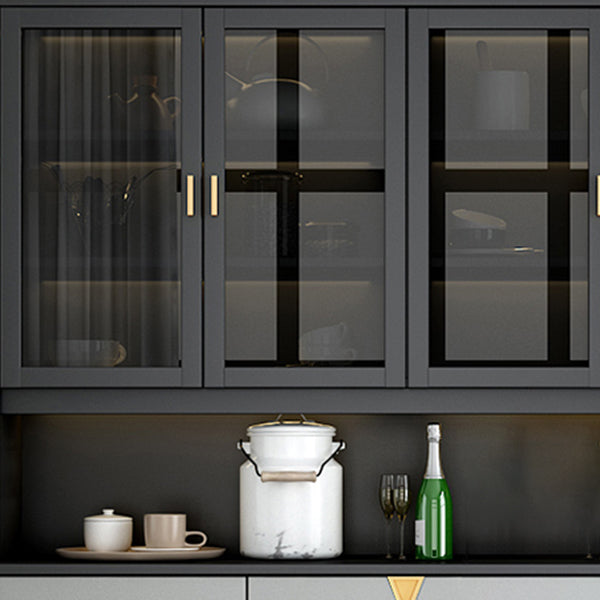 Black and Grey Dining Server Manufactured Wood Cabinets Server for Living Room Clearhalo 'buffet_sideboard' 'Buffets & Sideboards' 'furn' 'furn_buffet_sideboard' 'Furniture' 'Kitchen & Dining Furniture' 5146621