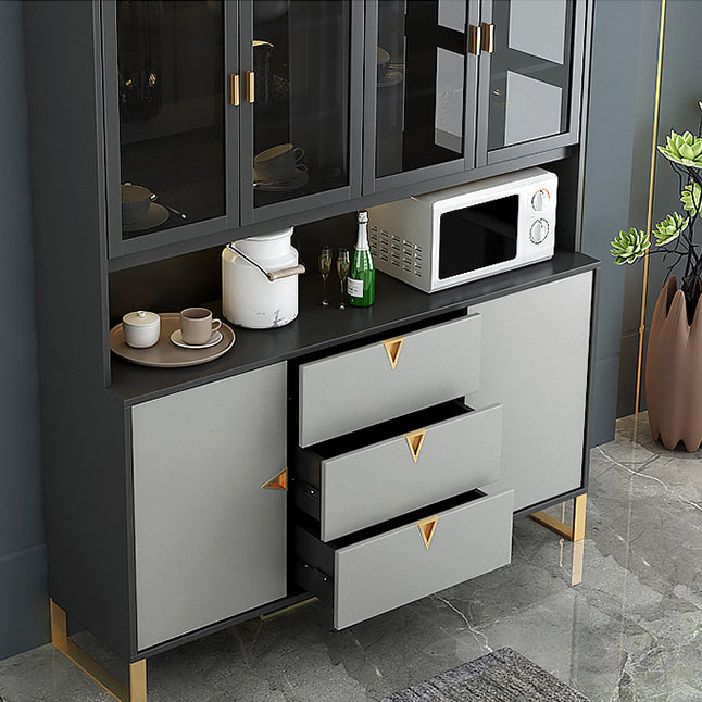 Black and Grey Dining Server Manufactured Wood Cabinets Server for Living Room Clearhalo 'buffet_sideboard' 'Buffets & Sideboards' 'furn' 'furn_buffet_sideboard' 'Furniture' 'Kitchen & Dining Furniture' 5146622