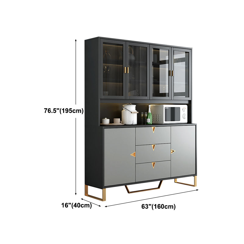 Black and Grey Dining Server Manufactured Wood Cabinets Server for Living Room Clearhalo 'buffet_sideboard' 'Buffets & Sideboards' 'furn' 'furn_buffet_sideboard' 'Furniture' 'Kitchen & Dining Furniture' 5146625
