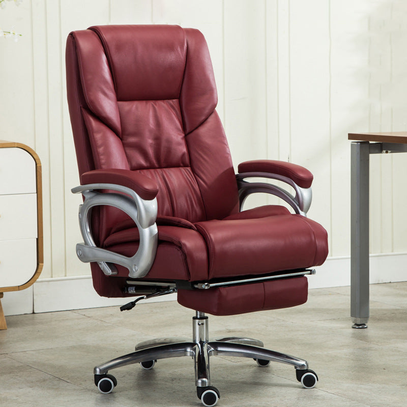 Metal Frame Modern Office Chair Swivel Computer Desk Chair with Padded Arms Red With Footrest Clearhalo 'furn' 'furn_office_chair' 'Furniture' 'Office Chairs' 'Office Furniture' 'office_chair' 5146973
