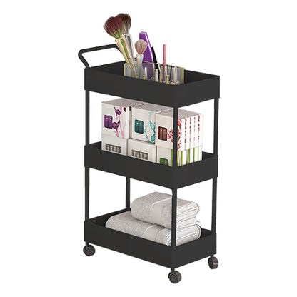 Rectangular Open Bookcase Modern Metal Bookshelf with Casters