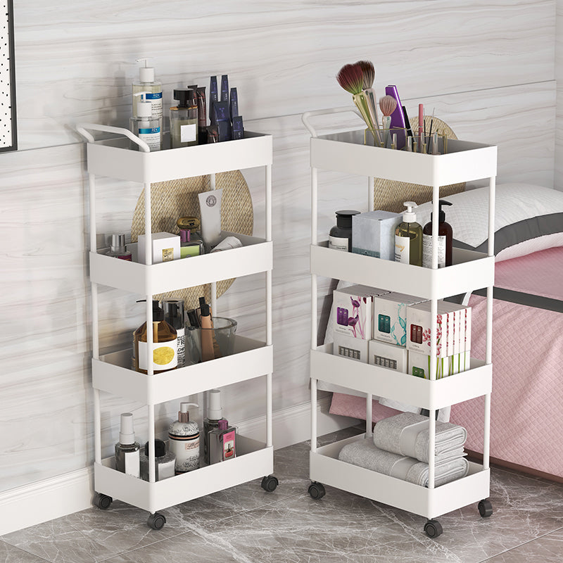 Rectangular Open Bookcase Modern Metal Bookshelf with Casters